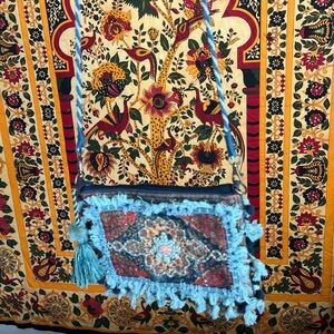 Bohemian Blue Fringed Crossbody Bag